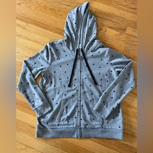 NWOT Ladies Sz. Lg Gap Gray Stars Zip-Up Hoodie